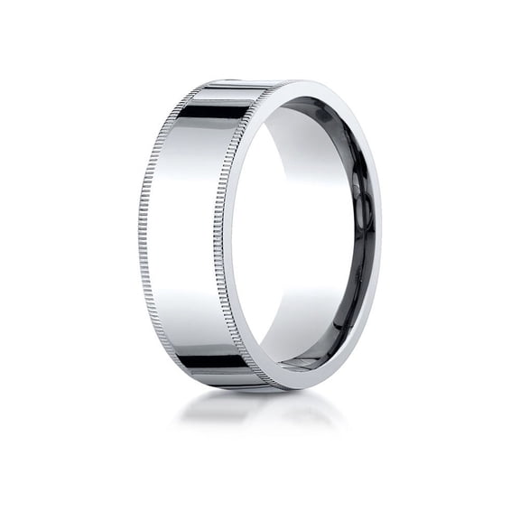 Benchmark� Platinum 8mm Flat Comfort-fit Wedding Band / Ring With Milgrain