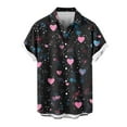 thumbnail image 2 of lcziwo Mens Valentines Day Shirt Love Heart Print Shirts Casual Short Sleeve Vacation Shirts Button Down Hawaiian Beach Shirt Limited Time Deals Black XXL, 2 of 4