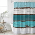 thumbnail image 6 of Polyester Fabric Turquoise Teal Shower Curtain, Farmhouse Retro Ombre Wooden Grain Waterproof Bathtub Curtain Bathroom Decor Set with Hooks 72 x 96 Inches, 6 of 6