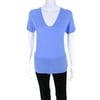 Pre-owned|Escada Womens Knit Virgin Wool V-Neck Short Sleeve Sweater Blue Size L