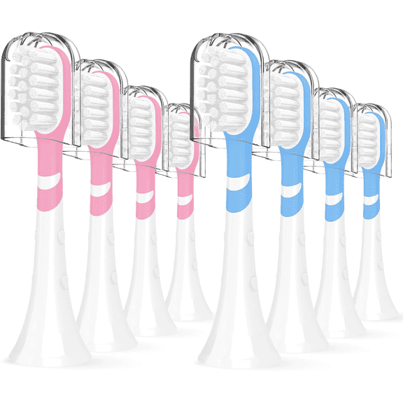 Kids Compact Electric Toothbrush Replacement Heads for Philips Handles, HX6032/94,HX6320,HX6340,HX6321,HX6330,HX6331, 8 Pack for Kids 3-7 Years Old
