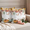 thumbnail image 2 of Fall Outdoor Waterproof Pillow Covers, Orange Green Pumpkin Thanksgiving Sunflower Eucalyptus Decorative Square Throw Pillowcase Sofa Cushion Sham for Patio/Couch/Chair, 26"x26" 2 Pack, 2 of 8