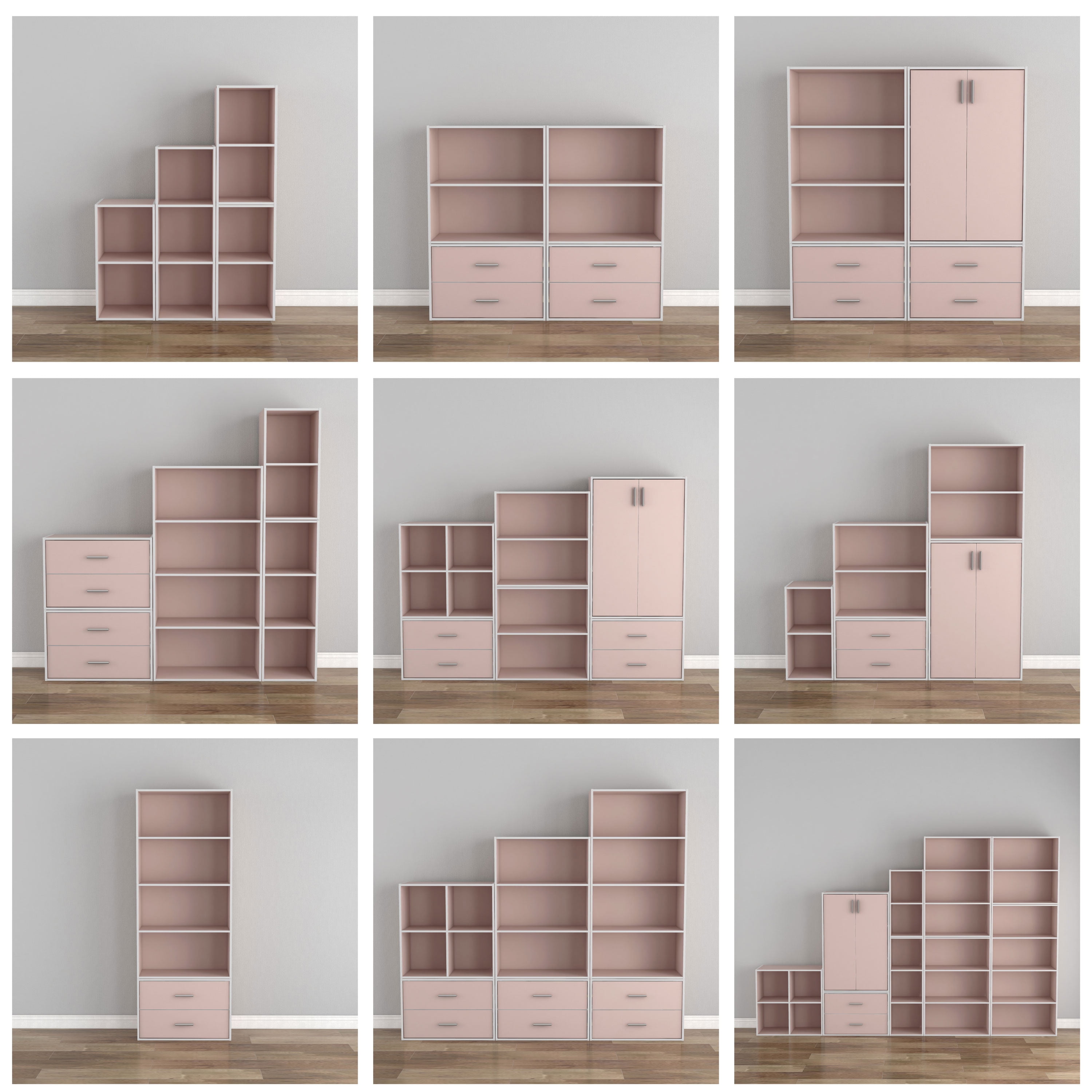 Furniture of America Brooks Stackable 6-Cube Wood Light Pink Kids Bookcase