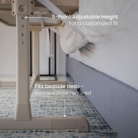 HALO BassiNest 2-in-1 Height-Adjustable Bedside Sleeper with Mattress Pad and Fitted Sheet, Oat
