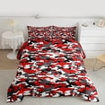 thumbnail image 2 of Feelyou Fashion Camouflage Teens Queen Comforter Set, Red Square Abstract Bedding Sets, Modern Camo Print Reversible Bedding Comforter Set, Breathable Home Decor, 3 Pieces, 2 of 8