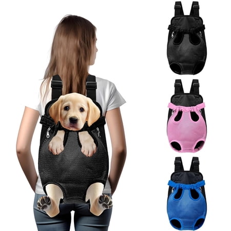 Hands-Free Pet Carrier Backpack for Dogs and Cats - Comfortable Adjustable Legs Carrier - Easy-Fit Design - Perfect for Traveling Hiking and Camping - Small and Medium Pets (Black Large)