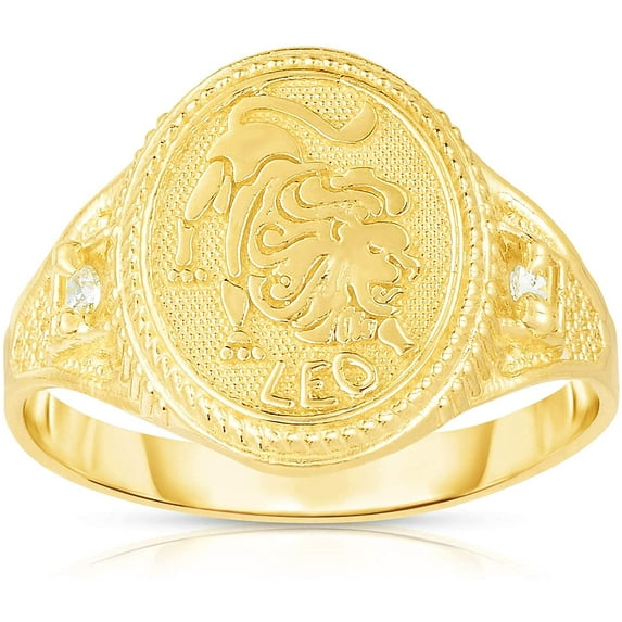 Floreo 10k Yellow Gold Astrology Horoscope Zodiac Sign Ring, Sizes 5-10
