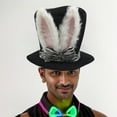 thumbnail image 1 of Sombrero de Copa con Orejas de Conejo de Pascua | Sombrero de Conejo de Terciopelo Suave para Adulto | Disfraz de Sombrerero Loco Blanco | Accesorio Ligero y Duradero para Fiesta de Pascua | Sombrero, 1 of 5