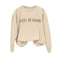 thumbnail image 3 of QIUOMBBP Women's Sweatshirt Funny Christ Saying Graphic Pullover Tops Casual Crewneck Long Sleeve Shirts, Khaki, XL, 3 of 5