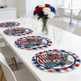 thumbnail image 3 of Mecorevxz 4Pcs Independence Day Linen Placemats 13.9x13.9in Patriotic Red White Blue Starss Washable Heat Resistants Table Mats for 4th of July Decorations(B), 3 of 7