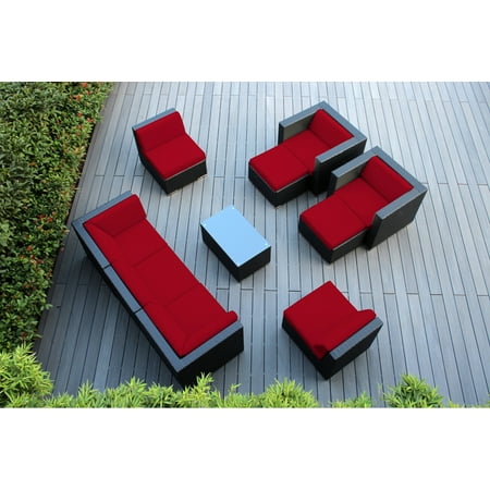 Ohana 10 Piece Outdoor Wicker Patio Furniture Sectional Conversation Set - Black Wicker