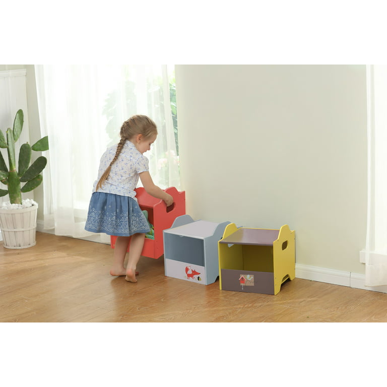 labebe - Storage Bins, Toy Wooden Storage Cubes Box, Kid Toy Organizer and  Storage for 1-5 Years Old, 3 Toy Stacking Bins, Cube Useful Stackable