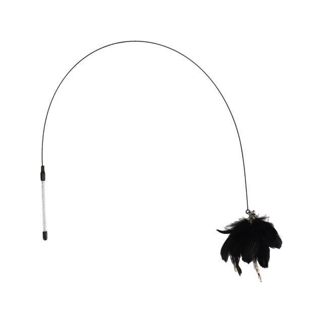 Gatito de mano Unique Bargains con campana, varitas de plumas esponjosas para jugar con gatos, juguete interactivo para mascotas en negro y marrón