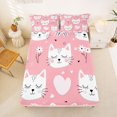 thumbnail image 4 of Manfei Kawaii Pet Queen Sheets, Boho Spring Flower Queen Sheet Sets, Pink White, 4pcs, 1 Flat Sheet, 1 Fitted Sheet and 2 Pillowcases, 4 of 6