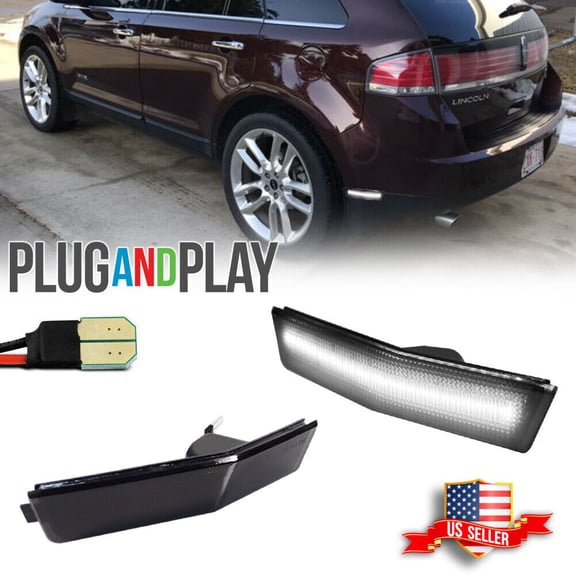 GTINTHEBOX 2x Smoke Lens White LED Reear Bumper Side Marker Light For 2007-2010 Lincoln MKX