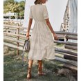thumbnail image 1 of Striped Dress, High Waist Wooden Button Tassel Tie Dress  For Daily Work Khaki M, 1 of 6