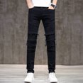 thumbnail image 1 of Printemps Automne Nouveau Slim Moto Jeans Stretch Plissée Mode Hip Hop Homme Haute Rue Pantalon Denim, 1 of 6