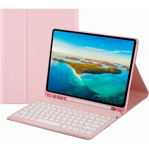 Slim Candy Round Key Detachable Keyboard Cover with S Pen Slot for Samsung Tab S6 Lite 10.4 2020 2022 2024,Pink