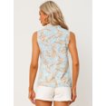 thumbnail image 3 of Camisa hawaiana para mujer Allegra K Blusa de playa con botones florales tropicales Azul claro S, 3 of 4