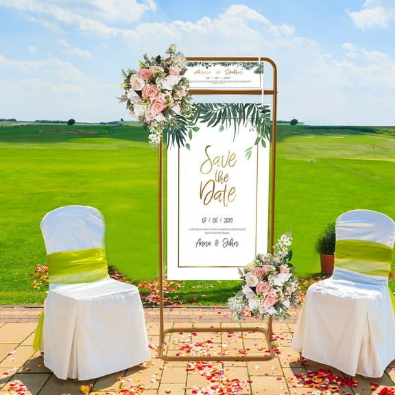 Wedding Sign Stand Wedding Garden Arch Multi-Functional Display Stand Wedding Sign Floral Ceremony Decorations Large Metal Sign Frame for Welcome and Reception
