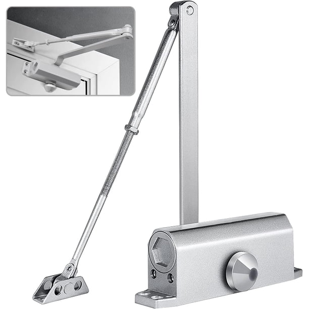 Cierra Puertas hidraulico, Cierrapuertas de seguridad accionado por resorte, Heavy Duty Puerta automatico Closer, Cierrapuertas para puertas de hasta 65 kg (plateado)