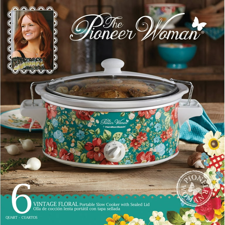 The Pioneer Woman 6-Quart Portable Vintage Floral Slow Cooker