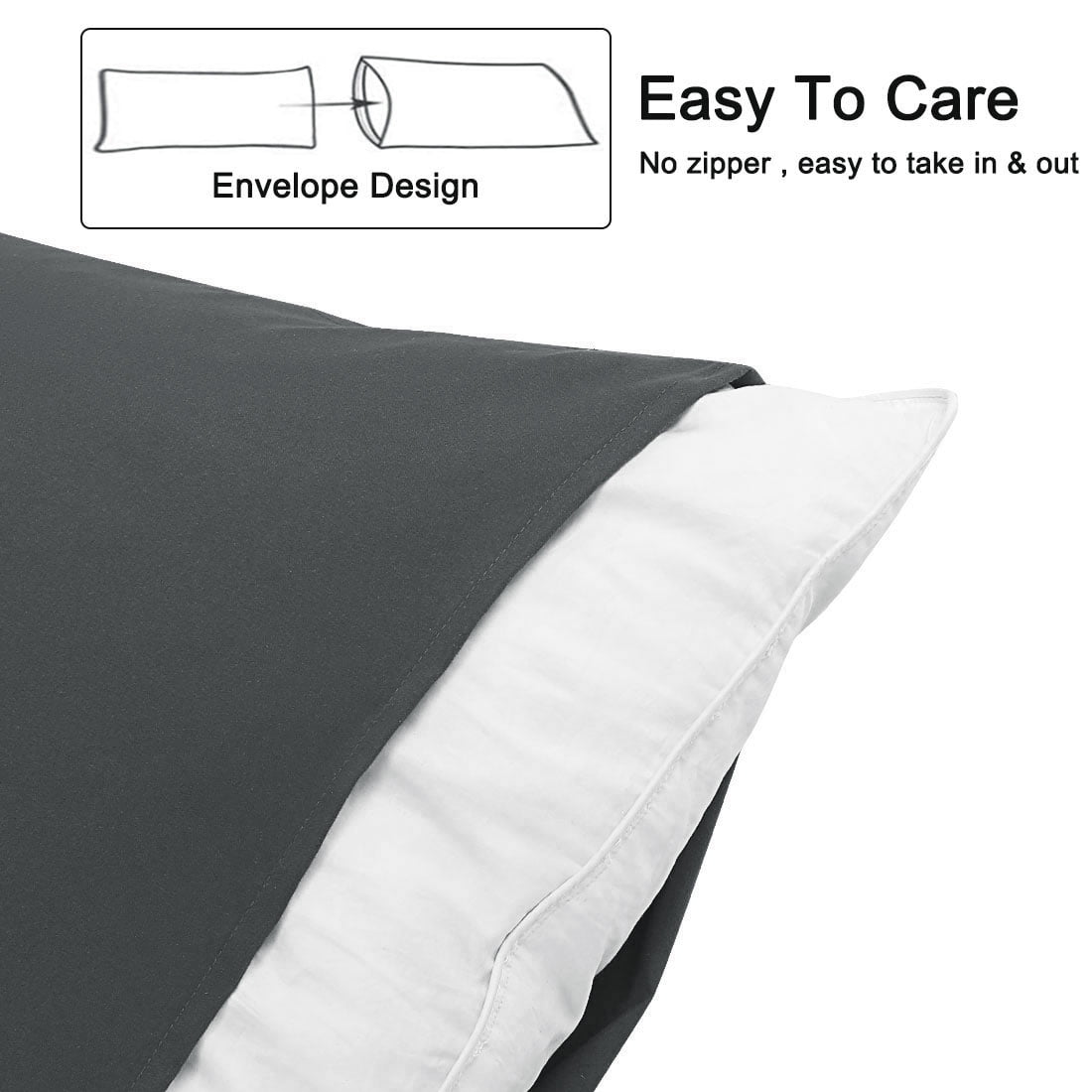 Unique Bargains Microfiber Solid Body Pillow Cover, 20" x 60", Grey