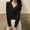 c01Black, variant on Womens Solid Color Deep V Neck Cardigan Sweaters Open Front Button Down Long Sleeve Cropped Knit Coats Green Free Size