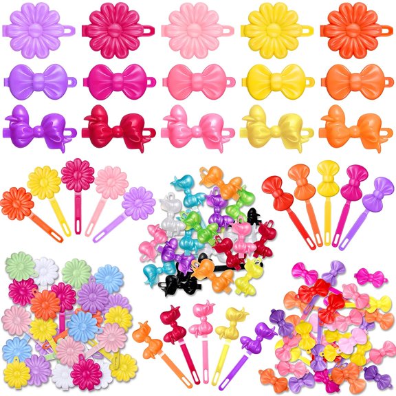 BZCOE 72 Pieces Self-Hinge Plastic Hair Clips: 80S 90S Cartoon Colorful Cute Barrettes and Pins for Toddler Girls Hair Barrettes for Girls (Multicolor, Classic)