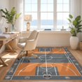 thumbnail image 3 of Design&I 4'x6' Ultra Soft Area Rug, Graphic Interlocking Lines Scoreboard Bold Stripe Basketball Flowing Dynamic None Fluffy Washable Non Shedding for Bedroom Living Room Home Office, 3 of 7
