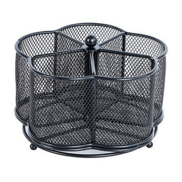 Drain Rack Kitchen Organizer Rotating Utensil Caddy with 5 Compartment Silverware Holder for Countertop Buffet Camping and Outdoor Dining
