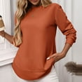 thumbnail image 5 of vigerkar Womens Tops Crewneck Long Sleeve Waffle Knit Solid Color Shirts Loose Casual Tunic Tops (Coffee, XXL), 5 of 7