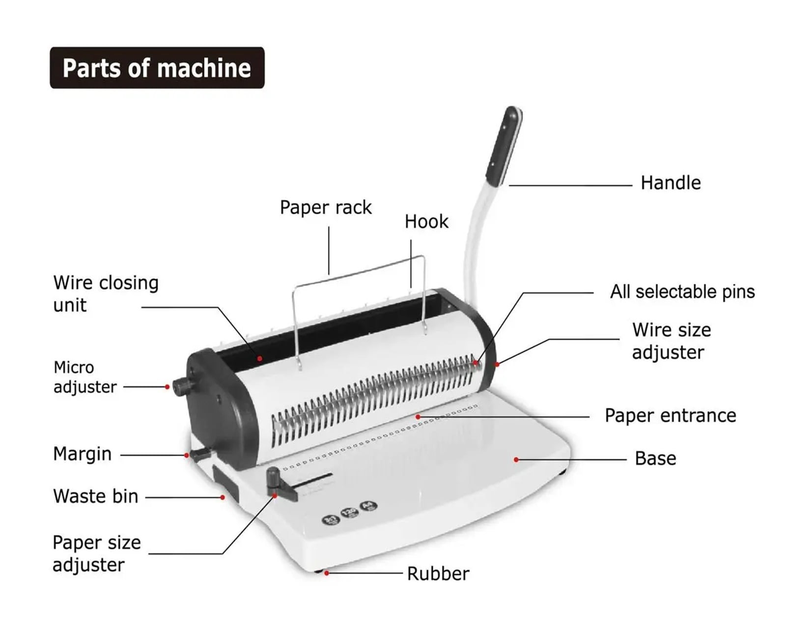SG-T619 3:1 34 Holes Manual Wire Paper Binding Machine Exercise Book Wire Manual Binding Machine ,Easy to Operate