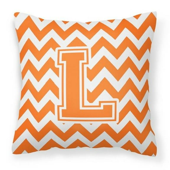 Carolines Treasures CJ1046-LPW1414 Letter L Chevron Orange & White Fabric Decorative Pillow