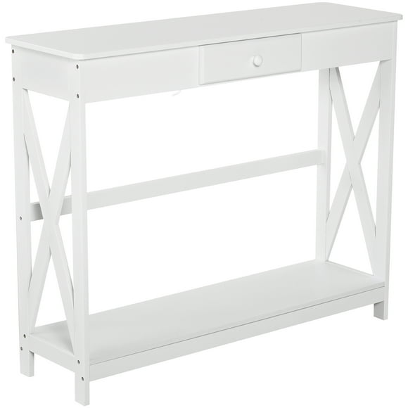 HOMCOM Console Table, Narrow Entryway Table with Drawer and Storage Shelf