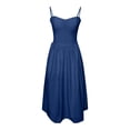 thumbnail image 6 of FINALGANG Women's Solid Color Spaghetti Strap Midi Dress Sweetheart Neck Flared Skirt Regular Fit Dress Summer Casual Daily Date Dress, 6 of 8