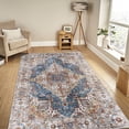 thumbnail image 2 of 5x7 Floral Area Rug with Blue and Yellow Colors, Machine-woven / Relaxing for Home Office, 2 of 2