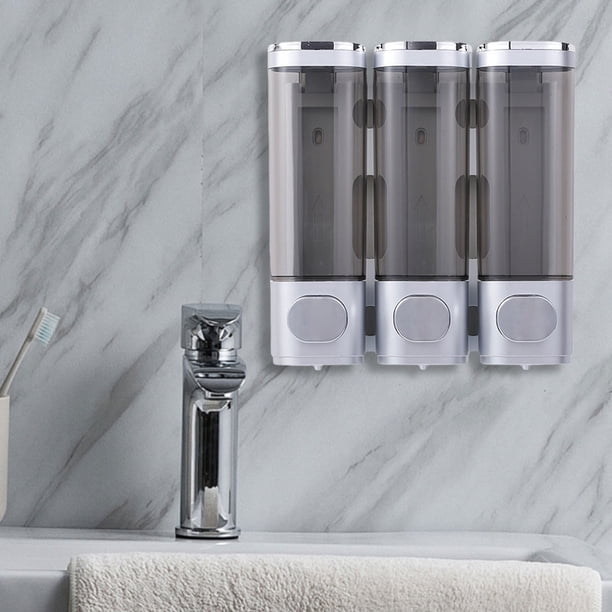 Dispensador de champú y acondicionador 3 dispensador de jabón de ducha de cámara sin dispensador de ducha de taladro montada en la pared para el hotel de cocina de baño