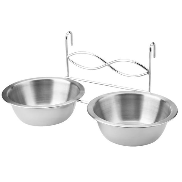 EOTVIA Stainless Steel Dual Hanging Food Water Bowl Feeder with Hook
