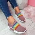 thumbnail image 2 of JINMGG Sneakers for Women Plus Clearance Women's Fashion Casual Rainbow Slip On Mesh Breathable Sport Sneakers Shoes Pink 42, 2 of 7