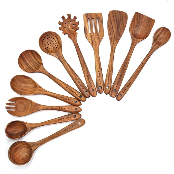 Juego de utensilios de cocina de madera BOKALAKA, 11 piezas para cocinar