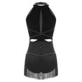 thumbnail image 5 of TiaoBug Women's Latin Dance Dress Backless Halter Neck Tassels Fringe Skirt Leotard Salsa Tango Dancewear Black XL, 5 of 6
