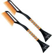 Hometimes 2 Pack 27" Snow Brush and Detachable Deluxe Ice Scraper with Ergonomic Foam Grip for Cars (Heavy Duty ABS, PVC Brush)