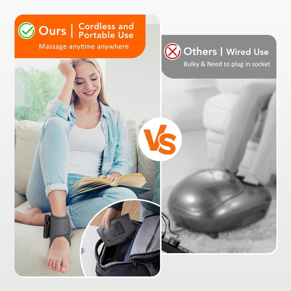 Ankle Massager with Heat, Heated Foot Brace Wrap, Foot Massager with 3 Heat & 3 Vibration Levels, 15min Auto Shut Off, Adjustable Strap for Ankle Relaxation, 2pcs