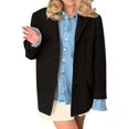 thumbnail image 4 of WTOBBY Women's Fashion Solid Color Retro Jacket with Oversized Fit and Pockets, Long Sleeve Casual Blazer Style,Black M, 4 of 4