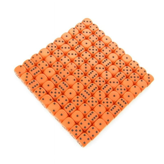 Orange Opaque Dice with Black Pips D6 12mm (1/2in) Bulk Pack of 100 Wondertrail