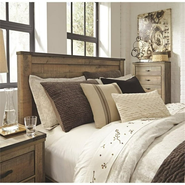 Ashley Furniture Trinell Farmhouse Wood Panel Bed Queen Brown