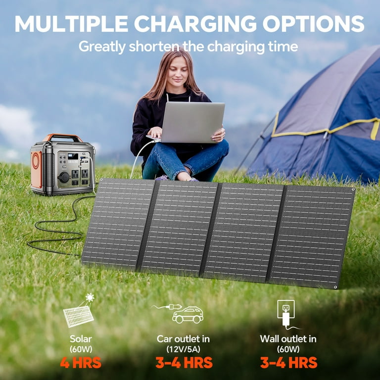 300W Portable Power Station 296Wh 80000mAh Lithium Battery Outdoor Solar  Generator Quick Charge 110V AC DC Ports for Home Backup Black(with Solar ...