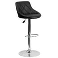 thumbnail image 2 of BizChair Contemporary Black Vinyl Bucket Seat Adjustable Height Barstool with Diamond Pattern Back and Chrome Base, 2 of 12