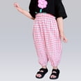 thumbnail image 4 of KAUOD Toddler Girls Plaid Pants Wide Leg Elastic Waist Trendy Casual Sweatpants Spring Summer Cute Light Joggers Pants, 4 of 5